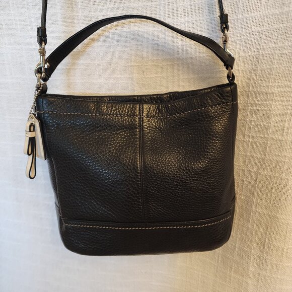 Coach Park Leather Mini Duffle Blk Pebbled Cross Body & Shorter Handle Bag A303 - Picture 4 of 15